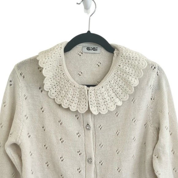 GiGi Knitwear Dolly 100% Merino Wool Cardi in Cream Small - Picture 3 of 13